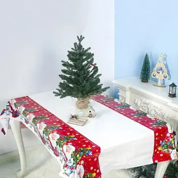 2021 Kerst Tafelkleed Wegwerp PE Plastiko Tafelkleed Feestdecoratie Kerstman Tafelkleed Huishoudartikelen H0G4