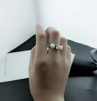 [MeiBaPJ]Elegantiškas 925 sterlingas sidabro žiedas moterims žiedas originali gėlavandenių perlų piršto papuošalai aukštos kokybės