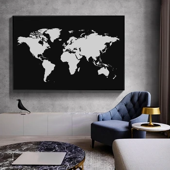 Abstrakti Derliaus Pasaulio Žemėlapyje Tapyba Ant Drobės Retro Akvarelė Žemėlapis Plakatas ir Spausdinimo Sienos Meno Nuotrauką Kambarį Cuadros