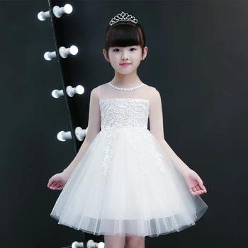 Glizt China Girl Vestuvių Suknelės Baltos Spalvos Tiulio Princesė Kostiumu Mergina Formalios Ceremonijos Šalies Gimtadienio Konkurso Gėlių Mergaitės Suknelė