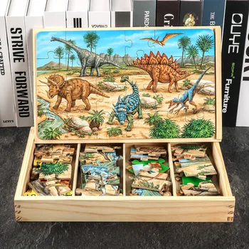 4*24Pieces Mediniai Dinozaurą-Galvosūkį, Kraštovaizdžio Dėlionė Gyvūnų, Animacinių filmų 3d Galvosūkis Suaugusiems Vaikams 