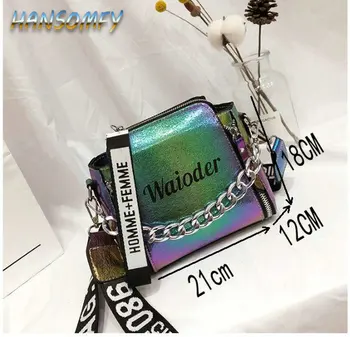 HANSOMFY barelį grandinės projektavimo kibirą pečių maišą laišką platus dirželis per petį mados PU odos krepšys krepšys LZ-33