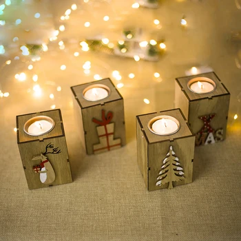 Mini Kalėdų Romantiška Mediniai Žvakė Paramos Kalėdinė Žvakidė Šalies Stalo Karolius, Namų Dekoracijos Vaikams Metu