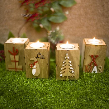 Mini Kalėdų Romantiška Mediniai Žvakė Paramos Kalėdinė Žvakidė Šalies Stalo Karolius, Namų Dekoracijos Vaikams Metu