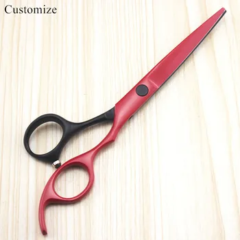 Pritaikyti japonijos 440c 6 colių red&black sumažinti plaukų salonas žirklės pjovimo kirpykla makas žirkliniai Retinimo žirklės, plaukų kirpimo žirklės