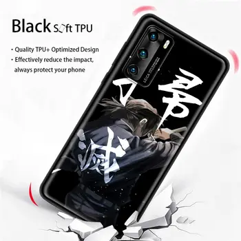 Kimetsu Nr. Yaiba Black Telefoną Atveju Huawei 30 Lite P40 Lite E P10 P20 30 P40 Pro + P20 Lite Minkštas Silikoninis Dangtelis