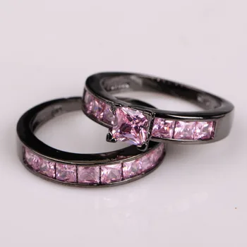 Prabanga violetinė juoda žiedas rinkiniai moterims, dovana 2017 m. derliaus rožinė cz dalyvavimas juvelyrikos 6mm aikštėje žiedas 6-10 Paskirstymo