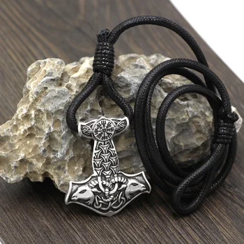XCC Reguliuojamas Odinis Skandinavų Vikingai Amuletas Ožkos Thor ' s Hammer Apyrankę Originalus Gyvūnų Mazgas Viking Papuošalai