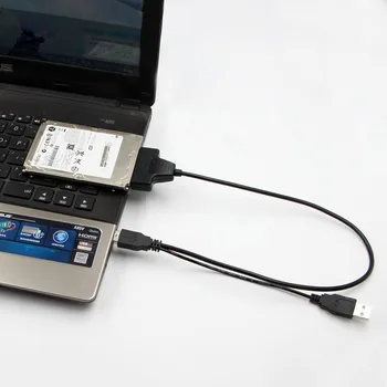Karšto SATA USB 2.0 7 15 22pin Adapteris Kabelio Išorinio Maitinimo 2,5
