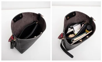 Didelių Kibirą Pečių maišą moterų piniginės ir rankinės prabangos dizaineris Platus dirželis Moterų messenger maišeliai PU Oda Didelis Entire juoda