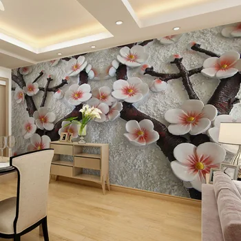 Custom 3D Tapetų Dizainas Kinijos S Slyvų Foto Virtuvės, Miegamojo Kambarį Sienų Freskomis Papel De Parede Para Quarto