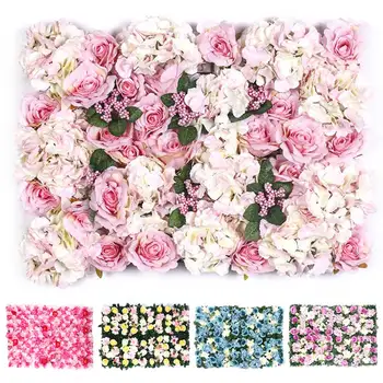 Mados Plastiko Ravėjimas Apdailos Dirbtinių Rožių Modeliavimas Hydrangea Gėlių Kilimų Eilės Dirbtinių Gėlių Sienų Plokštės