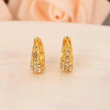 Aukso Afrikos Dubajus kristalų Papuošalai romantiška Geometrinis Hoopas Auskarai Moterims Aukso Susukti Auskarai mergaites vestuvių dovanos