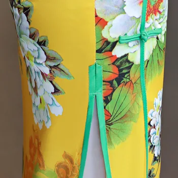 Geriausios kokybės rudenį moteriška suknelė 2018 tradicinių Pleuche audinio tris ketvirčio cheongsam šalis suknelė es Aksomo, dydis L, kad 4XL