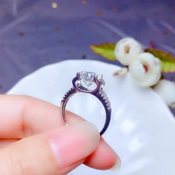 Vestuvinis žiedas traškučių moissanite žiedas moterims, papuošalai nekilnojamojo 925 sterlingas sidabro 8*8mm dydžio blizga perlas dovanų šalis