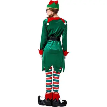 Moterų Kalėdų Elf Cosplay Kostiumų Fantasia Moterų Green Velvet Kalėdos Šalis Suknelė Kalėdų Senelio Pagalbininkas Kostiumas Moterų Plius Dydis
