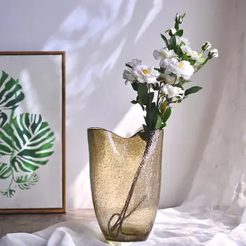 Gėlių Vaza Paprasta Europos Stiklo Vaza Balta Skaidri Banga Burną Vazos Hydroponic Gėlių Modernių Namų Puošybos Ornamentais