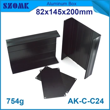 4 gabalėliai Juodos spalvos elektronika aliuminio dėžutė 82*145*200mm aliuminio gaubto langelį