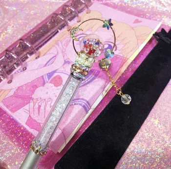 1pcs Japonų Anime Sailor Moon Veiksmų Skaičius, Spausdinti Black Magic Wand Metalo Parašas Gelio Rašiklis Studentų Miela Dovana, Raštinės reikmenys