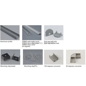 100 x 2M Rinkiniai/Daug Skliautinis formos aliuminio led kanalų ir anoduoto sidabro spalvos aliuminio profilis led kabineto lubų šviesos