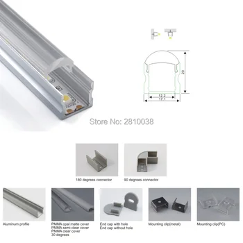 100 x 2M Rinkiniai/Daug Skliautinis formos aliuminio led kanalų ir anoduoto sidabro spalvos aliuminio profilis led kabineto lubų šviesos