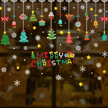 Kalėdų animacinių filmų lango stiklo apdailos plytelių, parduotuvė, atostogų atmosferą Snaigės Kalėdų dovana lipdukas vaikų darželis