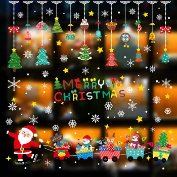 Kalėdų animacinių filmų lango stiklo apdailos plytelių, parduotuvė, atostogų atmosferą Snaigės Kalėdų dovana lipdukas vaikų darželis