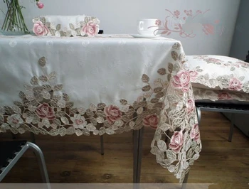 Spalvingas rose serija Kaimo audiniu meno Kinijos siuvinėjimo 135*190cm stalo audinys Dulkių šluoste, Stačiakampio formos staltiesė