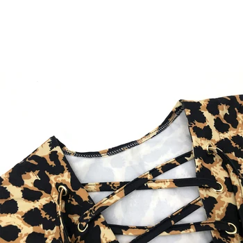 Moterų Leopard trumparankoviai marškinėliai Vasaros Tuščiaviduriai Iš Slim Tvarstis Puloveris Tee Marškinėliai Seksuali Clubwear Viršų