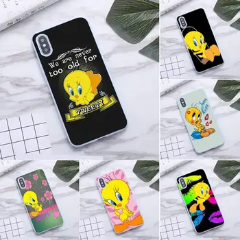 Animacinių filmų Tweety Paukštis Piolin Telefono dėklas skirtas iPhone 12 mini Pro 11 Max X XR XS 8 7 6s Plius Saldainiai violetinė Silikono Atvejais