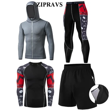 ZIPRAVS sporto salė veikia kostiumas vyriški sportiniai, vyriški bėgimo suspaudimo sporto sporto sporto stora sportinę hoodies