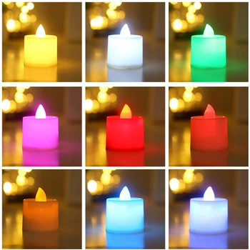 LED Žvakė, Lempa, Modeliavimo Spalvos Liepsna Mirksi Arbata Šviesos Naktį Žibintai, Vestuvių, Gimtadienio, Kalėdų Papuošalų, Namų 6pcs/daug