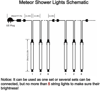 30cm Vandeniui Meteoras Dušas Lietaus 8 Vamzdžių LED String Žibintai, Lauko Atostogų papuošalai Kalėdų Eglutė ES/JAV Plug