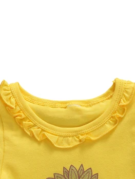 Kūdikių Mergaičių Vasaros Komplektus Saulėgrąžų Spausdinti Suknelė trumpomis Rankovėmis Gazas šydas Drabužių Rinkinį 0-4Y