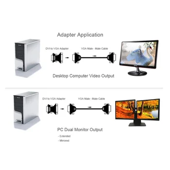 DVI-I DVI-Male VGA SVGA HD 15 pin Moterų Analoginis Vaizdo Plokštę Grafikos Plokštę, GPU Nešiojamas,DVI į VGA Adapteris LED Monitorius