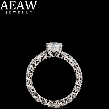 AEAW Kietas 10k, 14K 18White Aukso Prabangos 1.0 ct 6.5 mm Vestuvinis Žiedas Vestuvių Moissanite Žiedas Visiškai Enternity Diamond Band Moterims