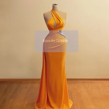 Vienos Pečių Ryškiai Oranžinės Spalvos Elegantiška, Undinėlės Vakarinę Suknelę Grindų Ilgis Blizgučiais Promenadzie Suknelė Sławna Dress Plus Size 