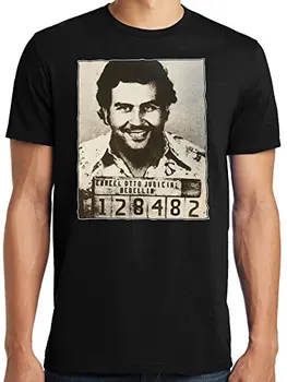 Mados 2019 Nemokamas pristatymas Įgulos Kaklo Vyrams Trumpas Rankovėmis Juokinga Pablo Escobar Mugshot Foto Mens Spausdinti Marškinėliai