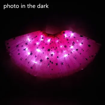 2021 Naujas Tinklelio juosta Šviesą skleidžiantis LED Vaikų Sijonas Etape Šokio Spektaklis Festivalio Šalis Big Star Spausdinti Rose Red