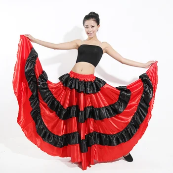 Nemokamas pristatymas ispanija kostiumas ispanijos naudingumo naudoti čigonų chalatas de Flamenko sijonai Pilvo šokių suknelė raudona Sijonai
