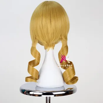 Anime Puella Magi Madoka Magica Tomoe Mami Cosplay Perukas Golden Blonde Sintetinių Banguoti Plaukai Moterims, Perukai Kostiumų Šalis