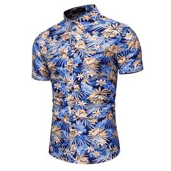 Vyrų Aukštos Marškinėliai Kokybės Naujas Mados 2020 M. Pavasario Vasaros Atsitiktinis Slim Atspausdintas Trumpas Rankovės Marškinėliai Viršuje, Paplūdimio Gėlių Marškiniai #330