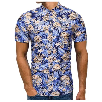 Vyrų Aukštos Marškinėliai Kokybės Naujas Mados 2020 M. Pavasario Vasaros Atsitiktinis Slim Atspausdintas Trumpas Rankovės Marškinėliai Viršuje, Paplūdimio Gėlių Marškiniai #330