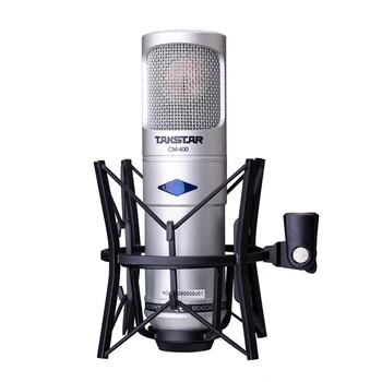 Takstar CM-400-L kondensatoriaus mikrofonas, vakuuminio vamzdelio ir didelių auksu diafragmos mikrofonas su shock mount