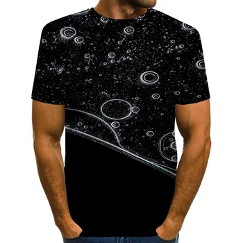 Vyrai Grafinis T Marškinėliai 3D Spausdinimo Shirt Apvalus Kaklas Vasaros trumpomis Rankovėmis Abstrakčiai Viršūnes Vandens Lašas Tees Juoda