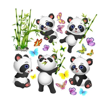 1 Set Kūrybos Panda Sienų Lipdukai, Lipnios Animacinių filmų Gyvūnų Sienos Lipdukai Dekoratyviniai Tapetai Namų Kambarį Dekoro