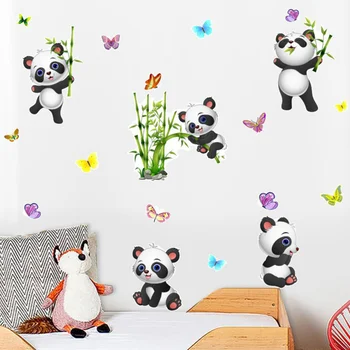 1 Set Kūrybos Panda Sienų Lipdukai, Lipnios Animacinių filmų Gyvūnų Sienos Lipdukai Dekoratyviniai Tapetai Namų Kambarį Dekoro
