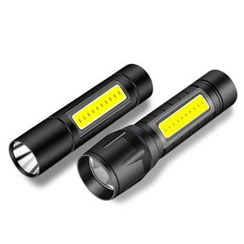 COB LED Žibintuvėlis Galingas USB Flash Šviesos Naujo Dizaino Mini Žibintuvėlis Šviesos Super Ryškus Priartinimas Įkraunamas Žibintuvėlis