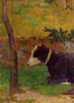 Aukštos kokybės Aliejaus tapybos Drobės Kopijos Nuleidimo karvė (1888) pateikė Paul Gauguin rankomis dažyti