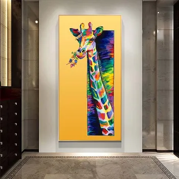 Šiuolaikinės Watercolour Žirafa, Sienų Dekoras Abstrakčiai Naftos Tapyba Ant Drobės Meno Spaudinius Mielas Gyvūnų Plakatas, Tapyba Už Kambarį